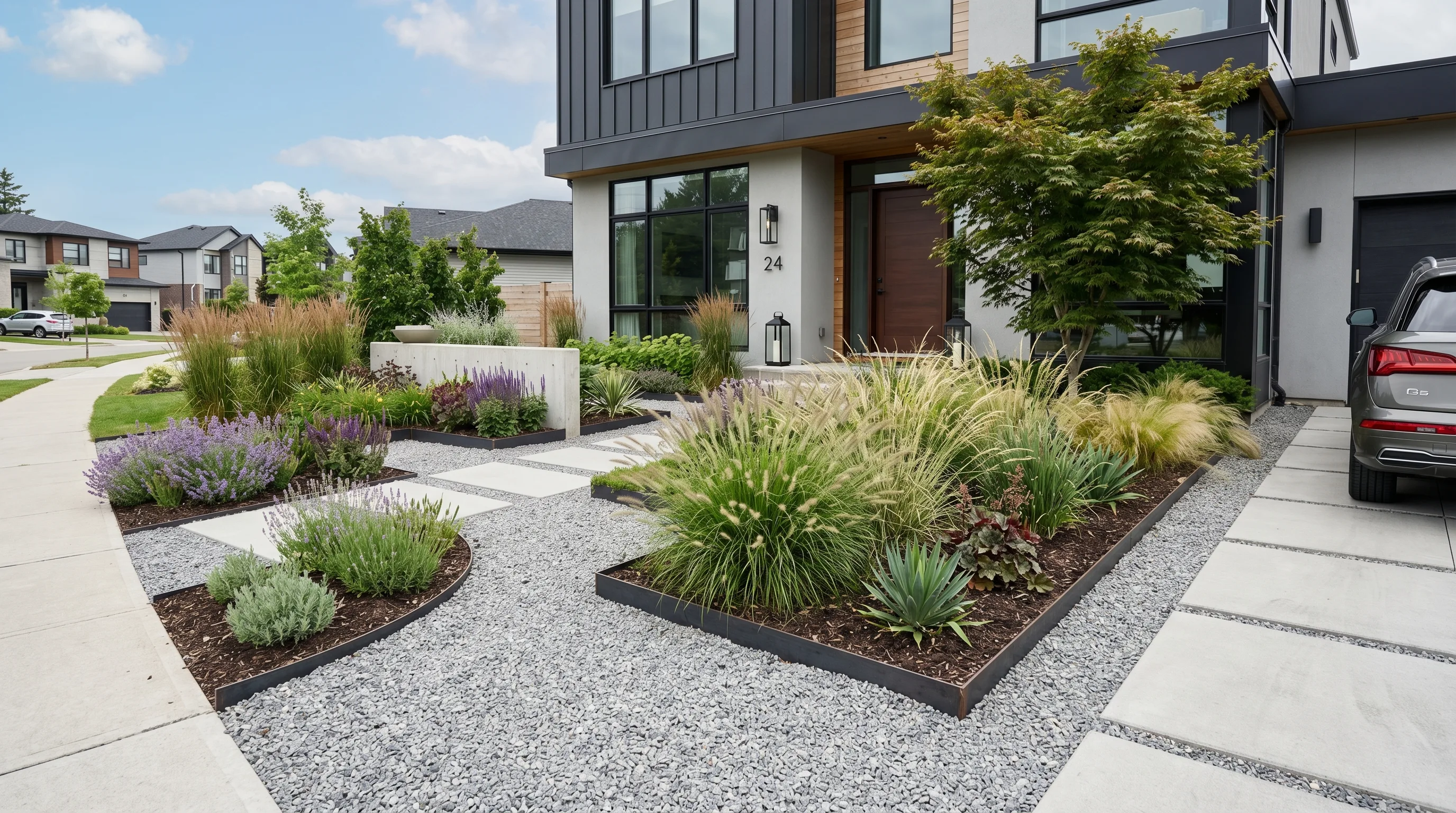 Defined Lawn Edge With Garden Bed